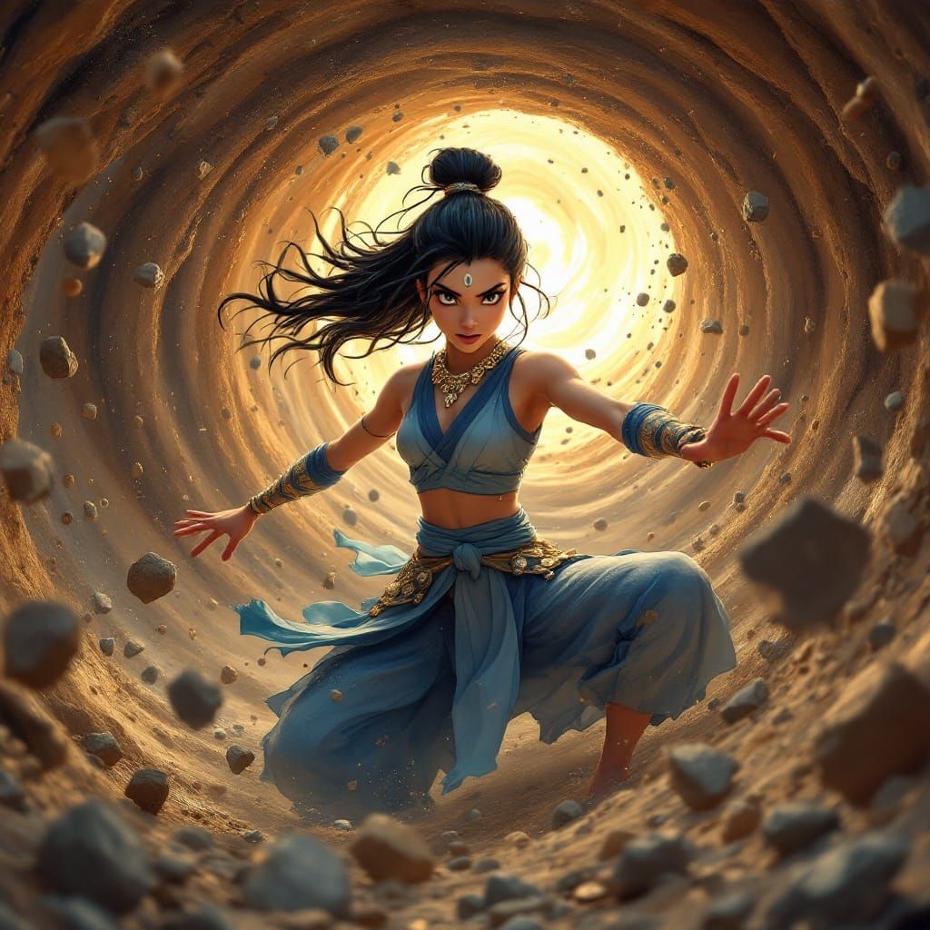 Korra Bends Earth in Stylized 3D Rendering