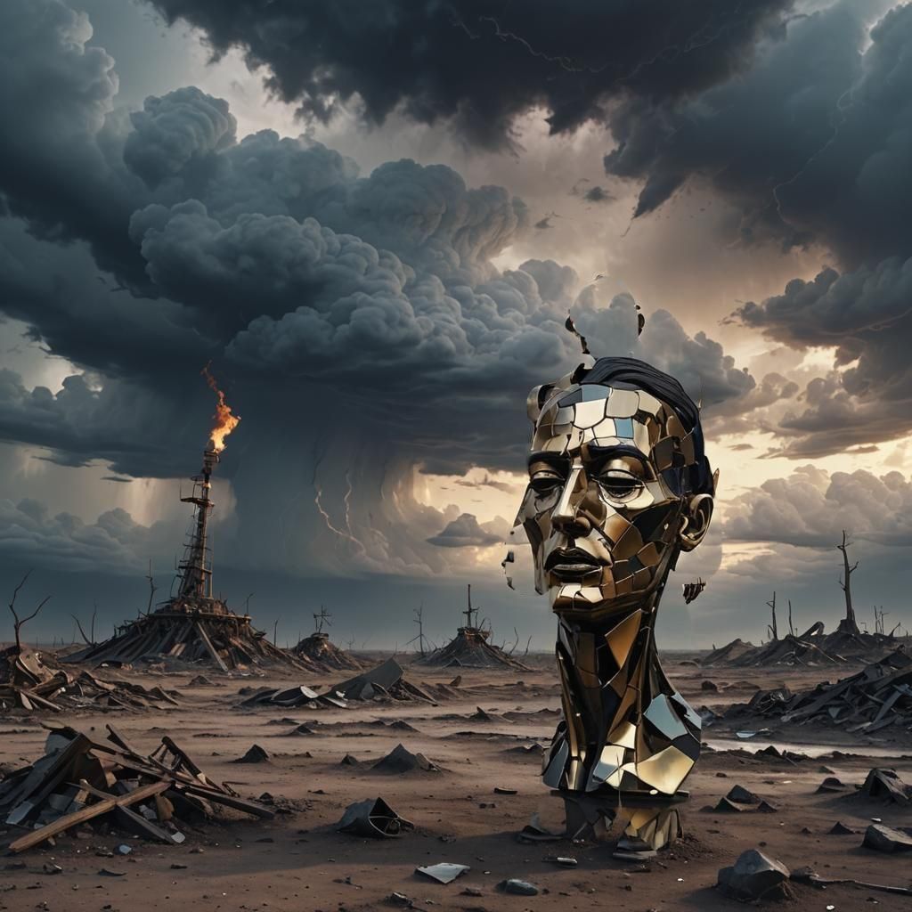Surreal Automaton Apocalypse in Oil Painting Style