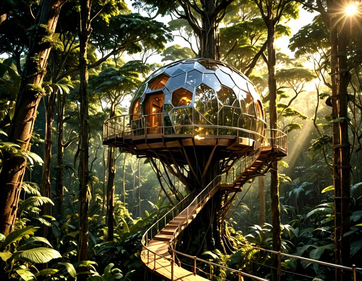 Futuristic Treehouse in Amazon Rainforest: Hyperrealism