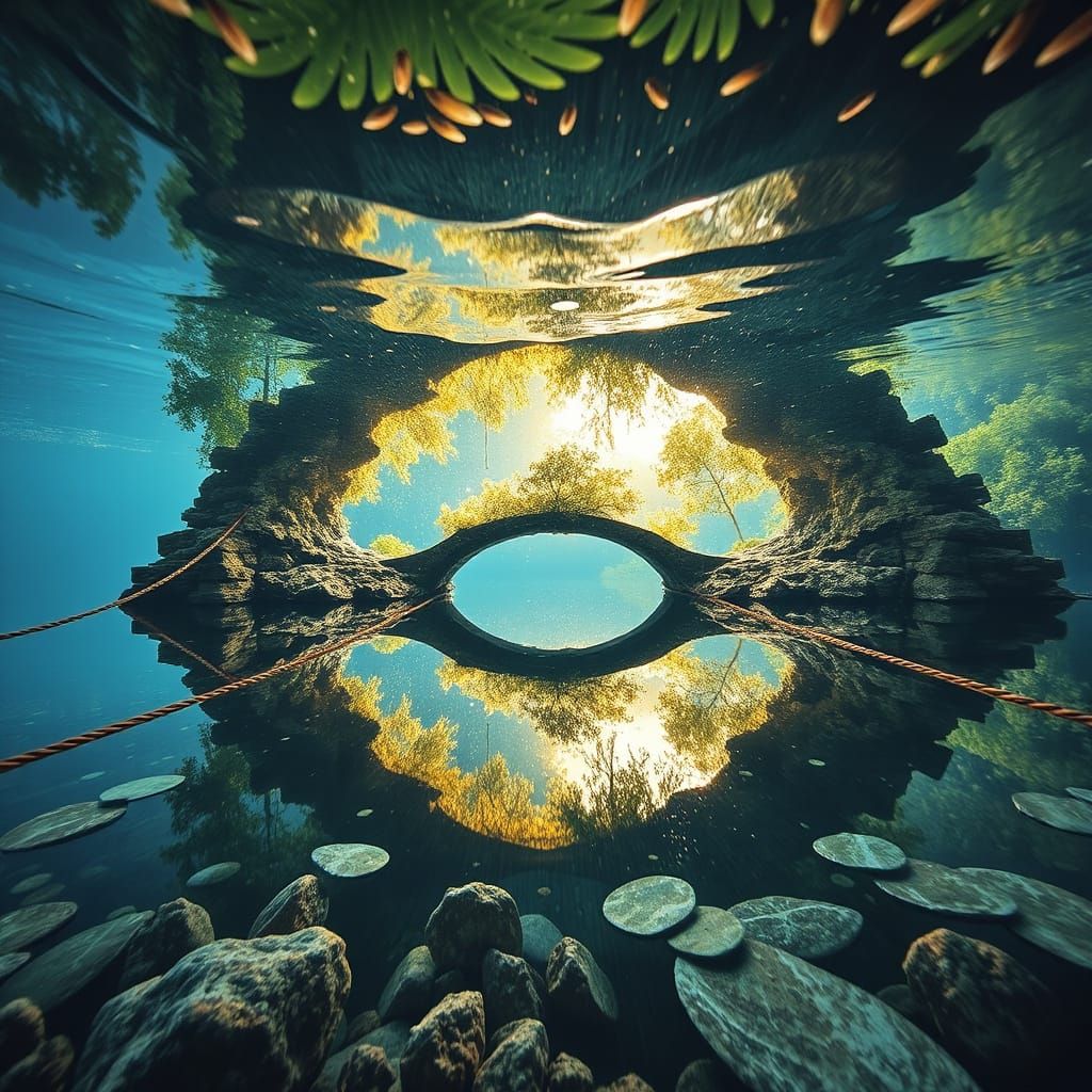 inverted traversal reflective underwater trail bridge