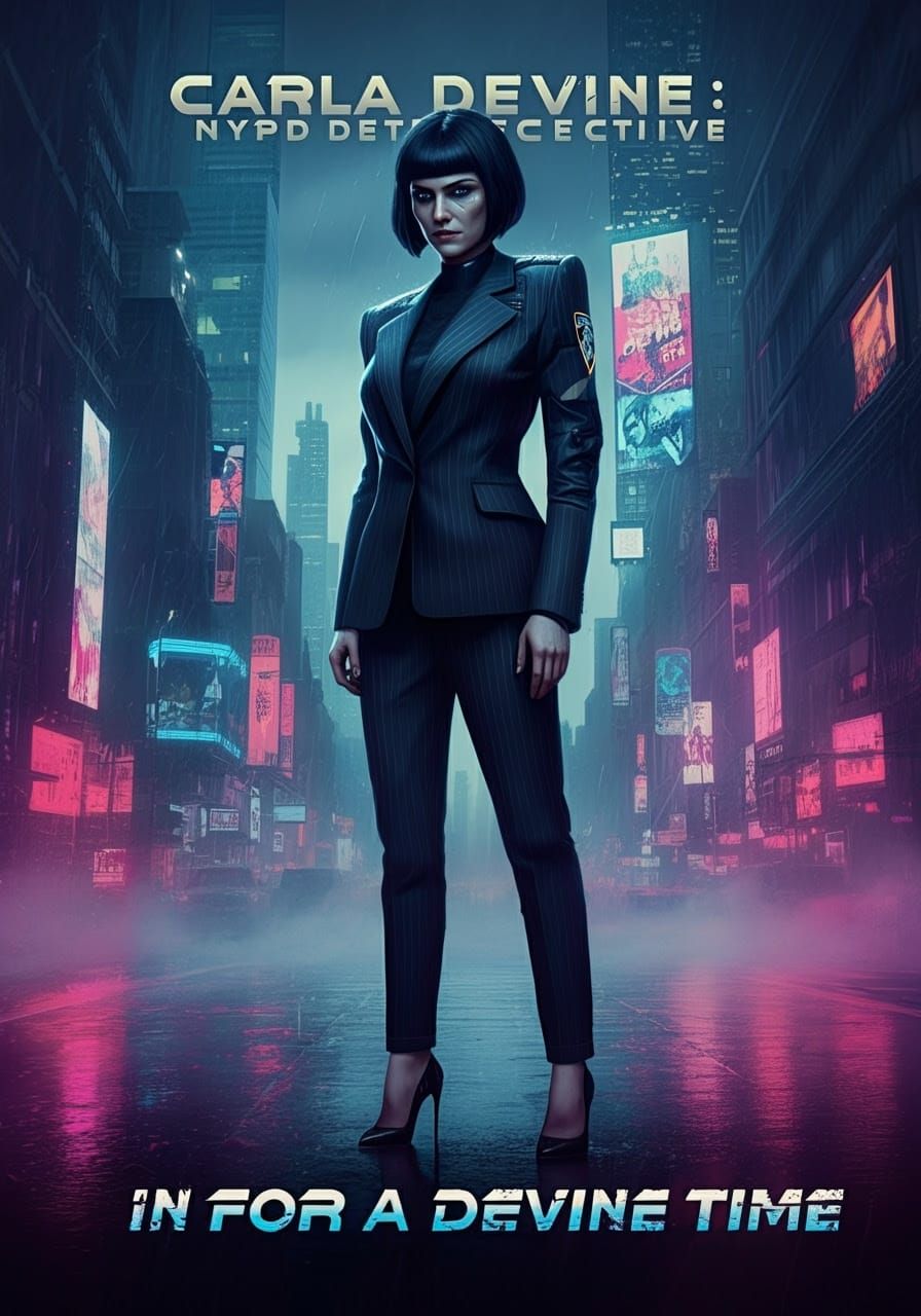 Cyberpunk Detective Carla Devine in High-Tech Noir