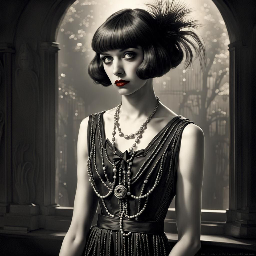 Elegant Flapper in Sinister Tim Burton Style