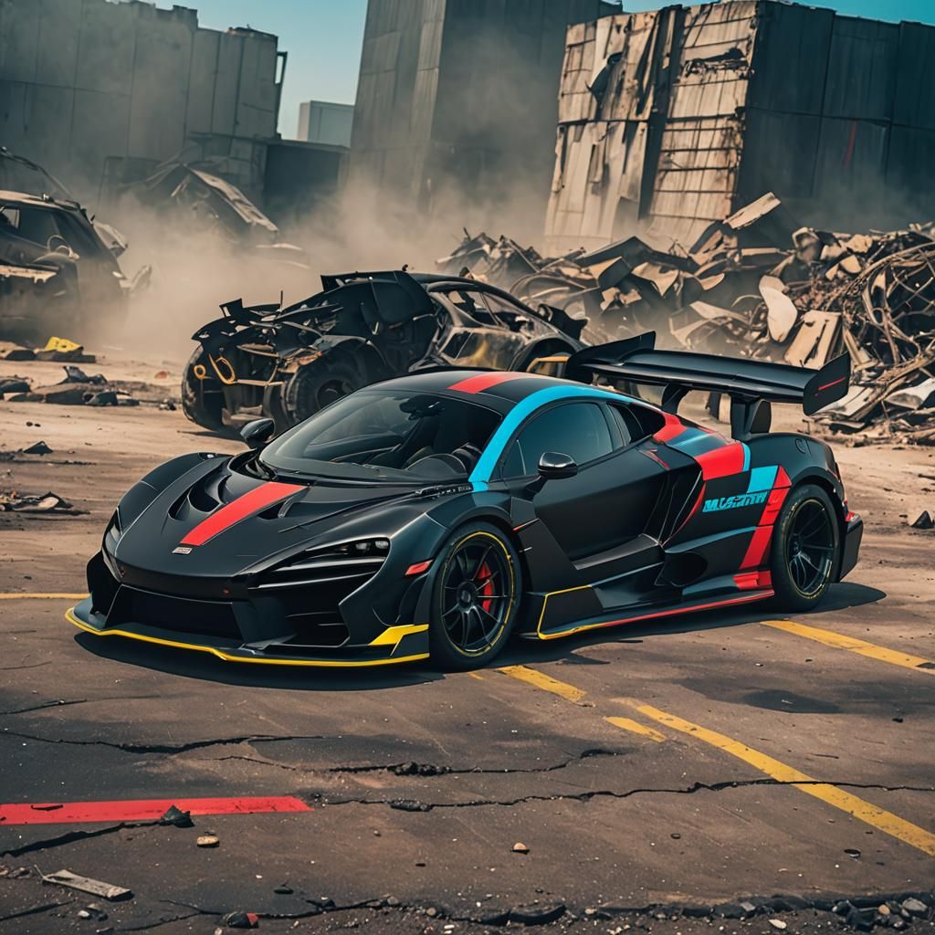 Cyberpunk McLaren Senna in Post-Apocalyptic Setting