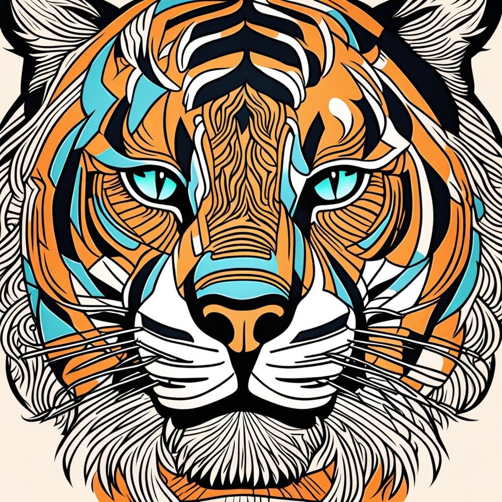 Tiger Head in 1930s Tattoo Style