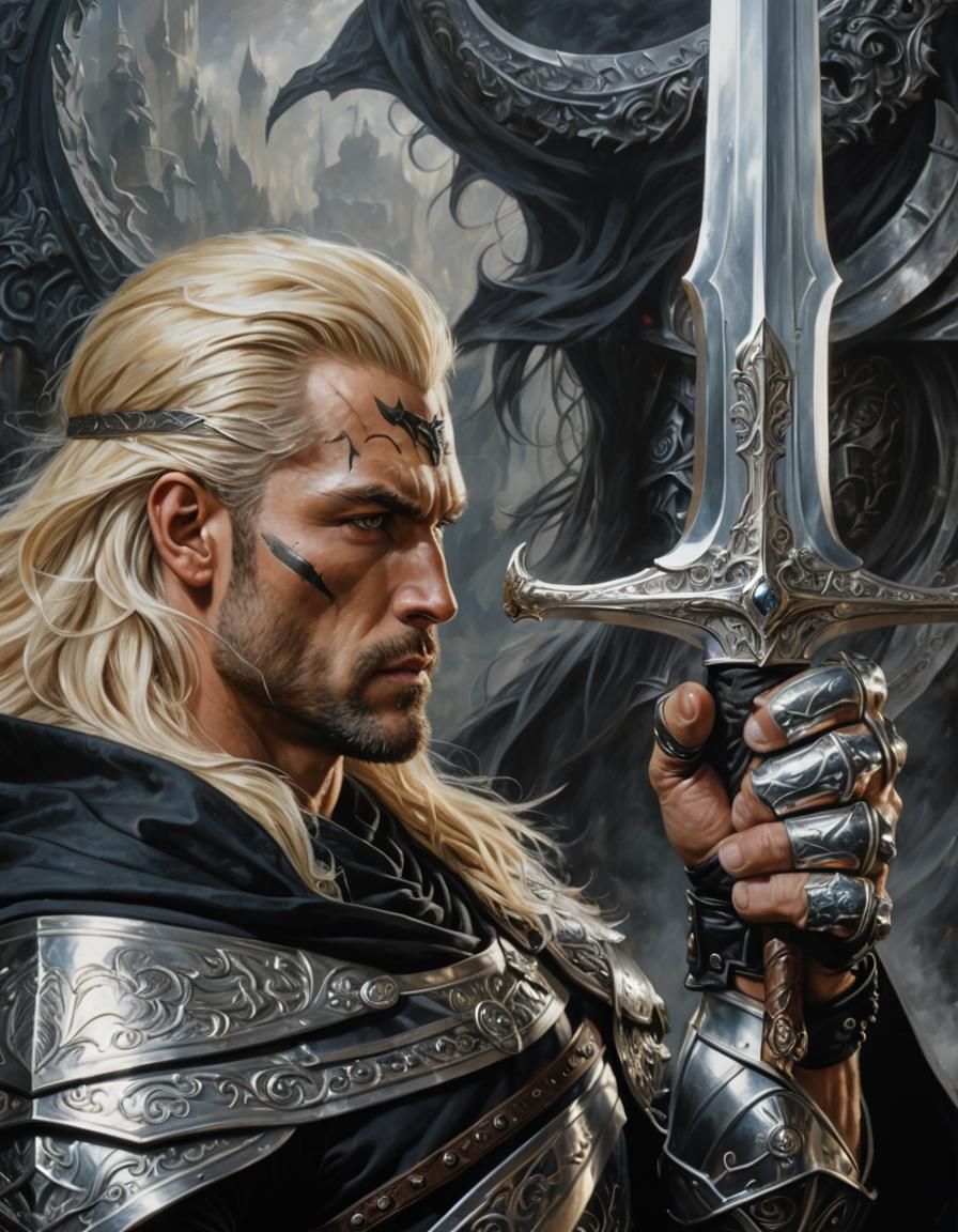 Warrior King Portrait in Dark Fantasy Style