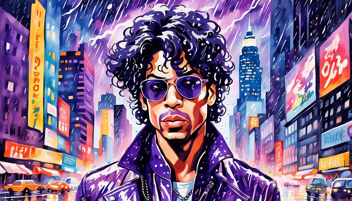 Prince in Purple: A Watercolor Pop Art Portrait