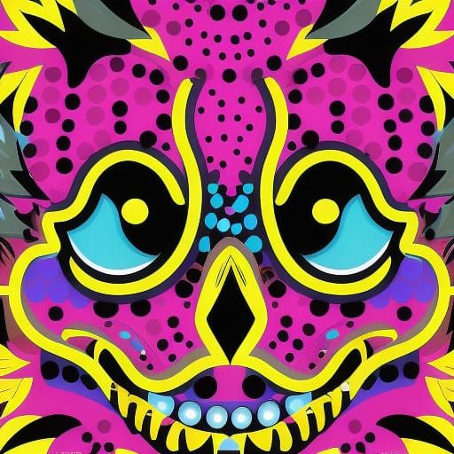 Colorful Neon Polkadot Cobra Head Cartoon