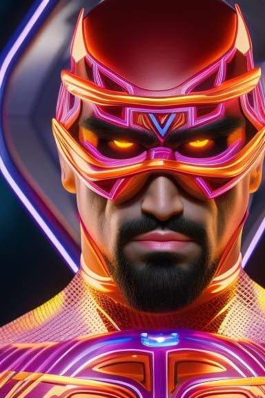 Neon Gladiator: Hyperdetailed Wrestler in HDR Fantasy Style