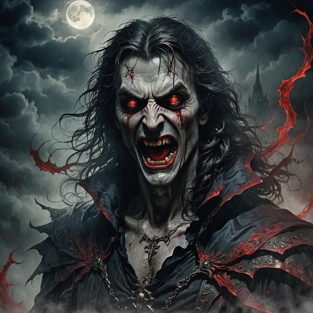 Vampire in Moonlight: A Gothic Horror Portrait