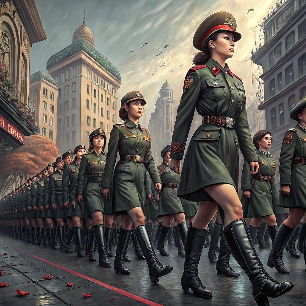 Female Warriors in North Korea's Futuristic Military Parade