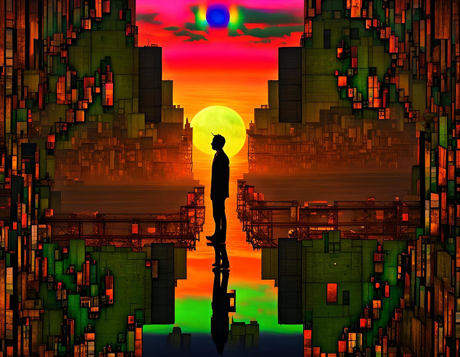 Neobrutalist Glitchcore Picture with Romantic Hindsight
