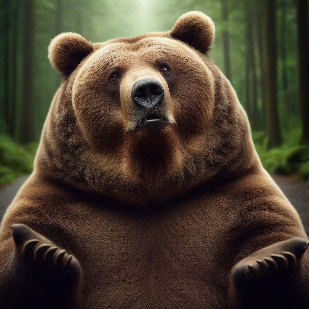 Comical Kodiak Bear Portrait in Sincere Sarcasm
