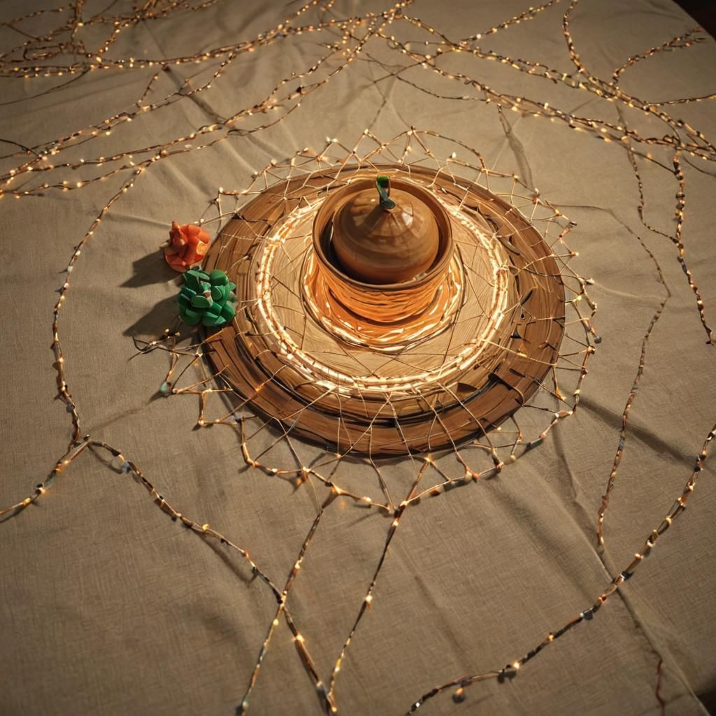 Saqueca on Decorated Table in Pixel Art Style