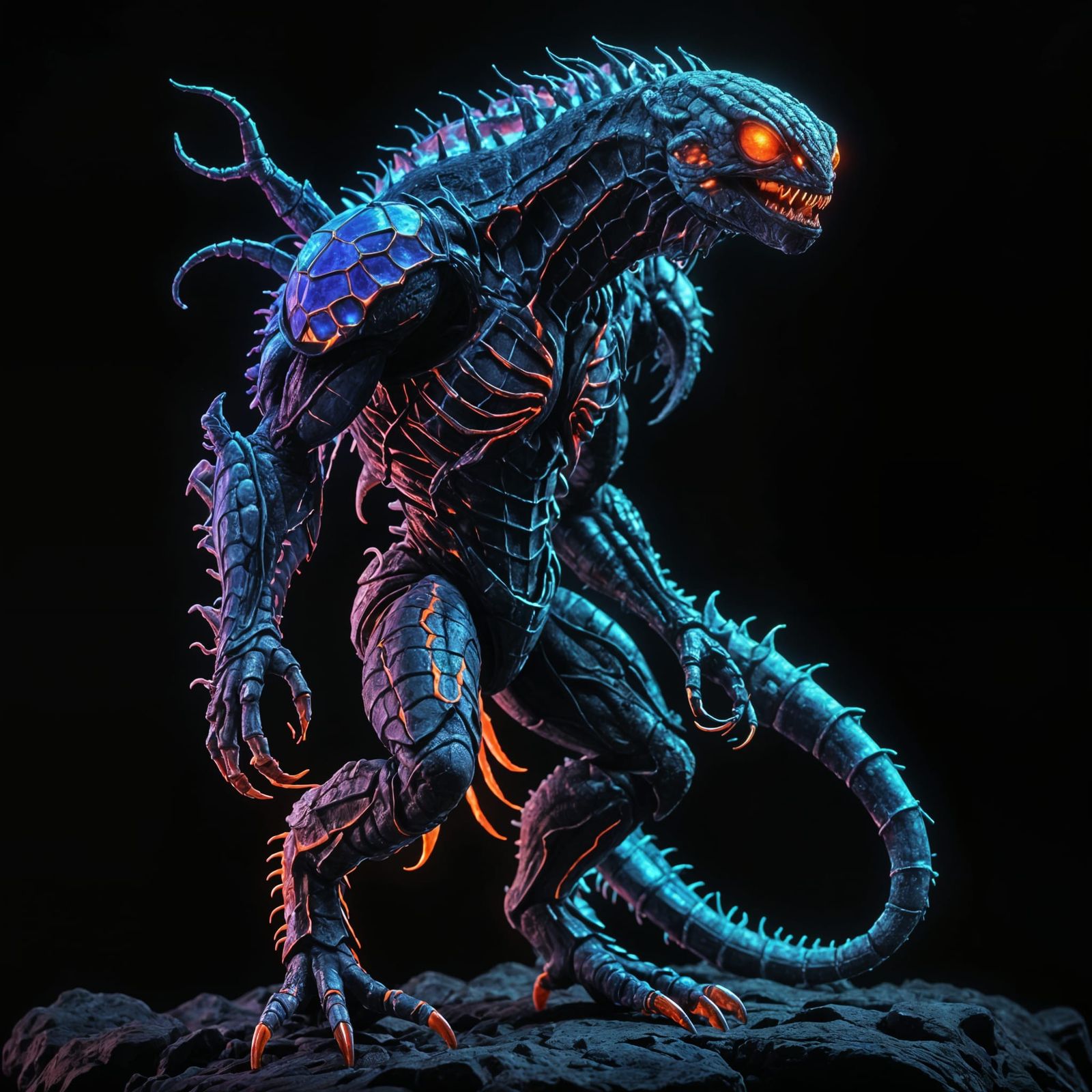 Reptilian Scorpio Arachnid Hybrid in UV Black Light