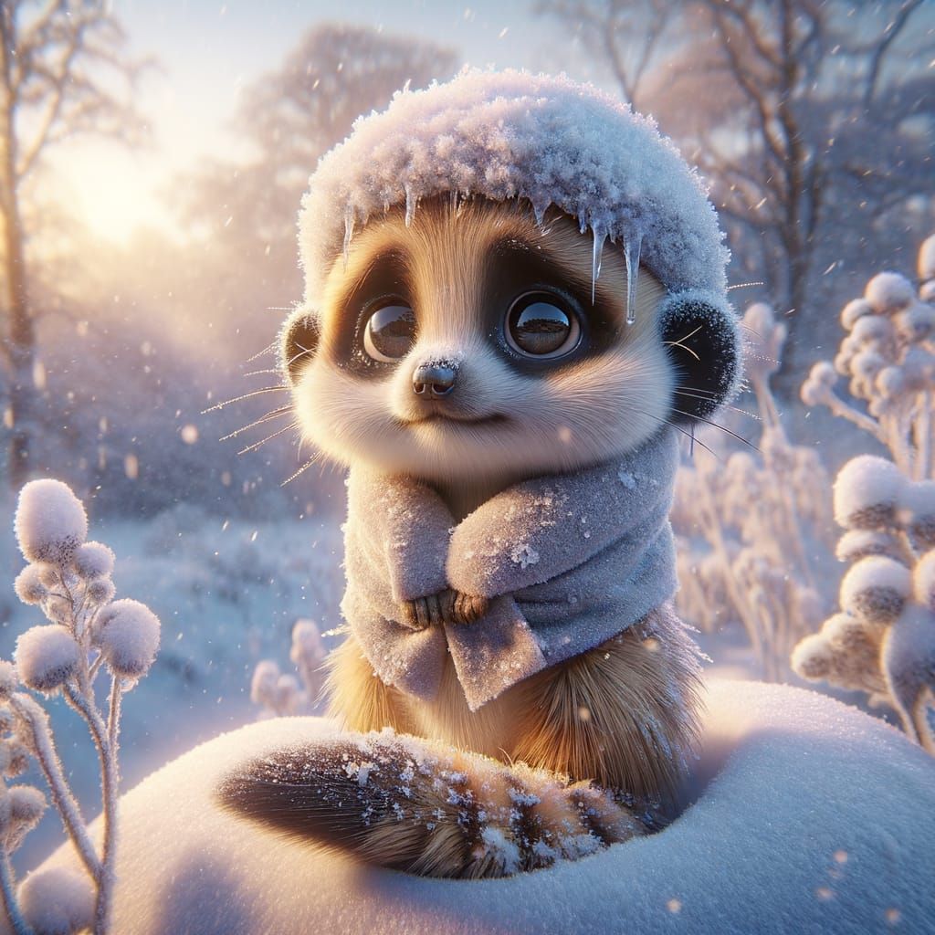 Snowy Baby Happy Meerkat