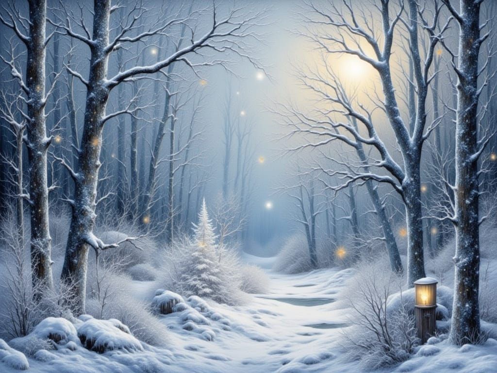 Enchanted Winter Landscape in Expressive Watercolor