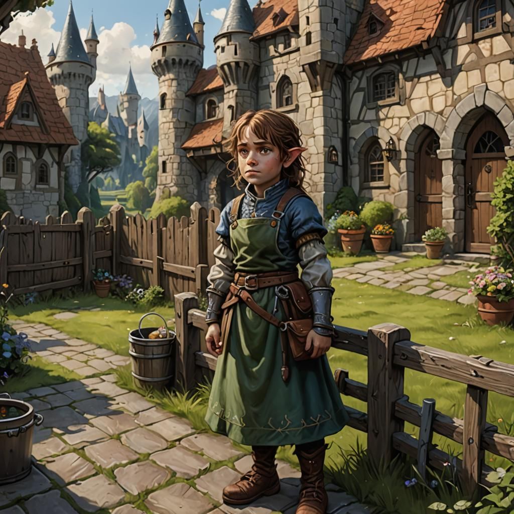 Halfling Dishwasher in Castle Town, D&D Setting