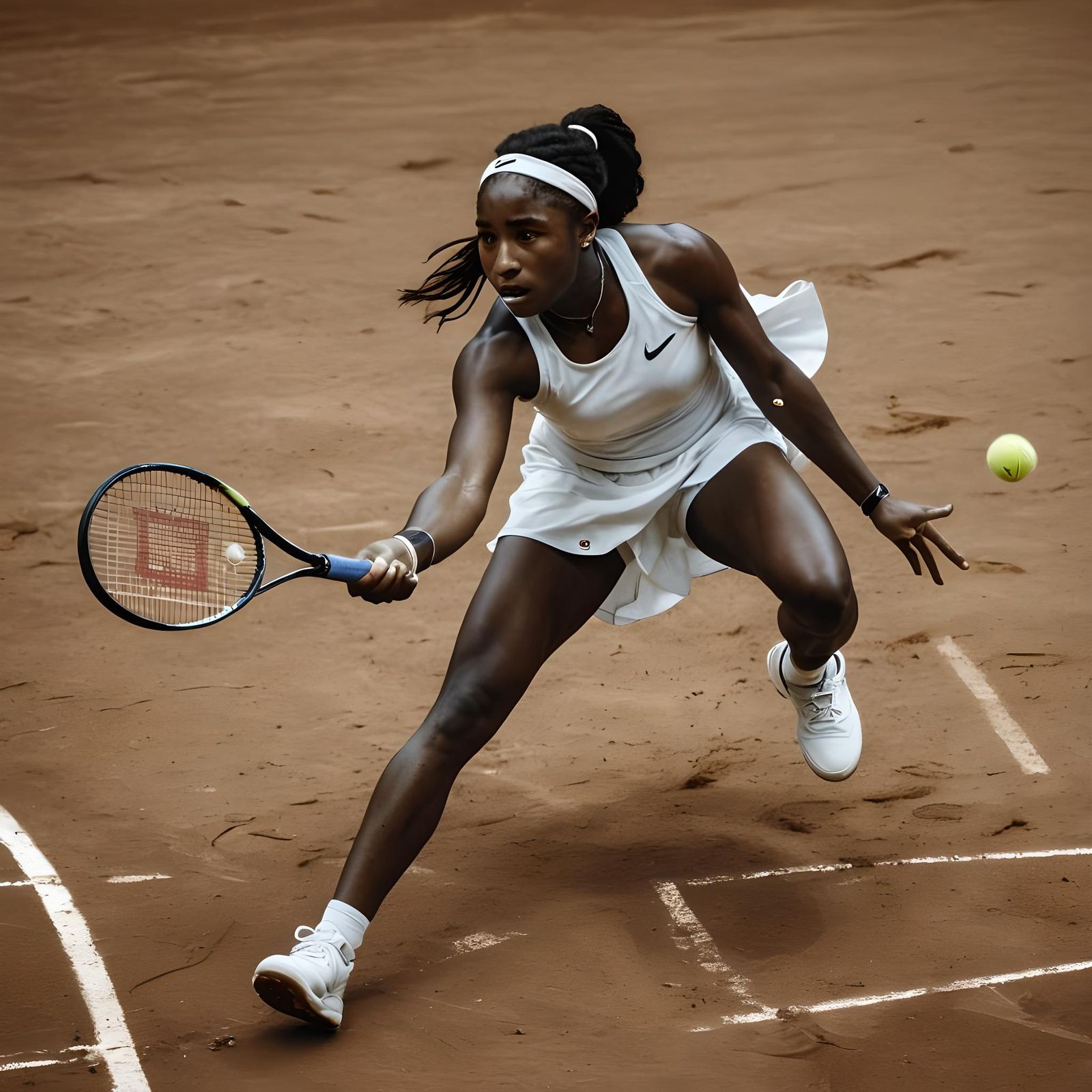 Coco Gauff in Action: Cinematic Tennis Scene