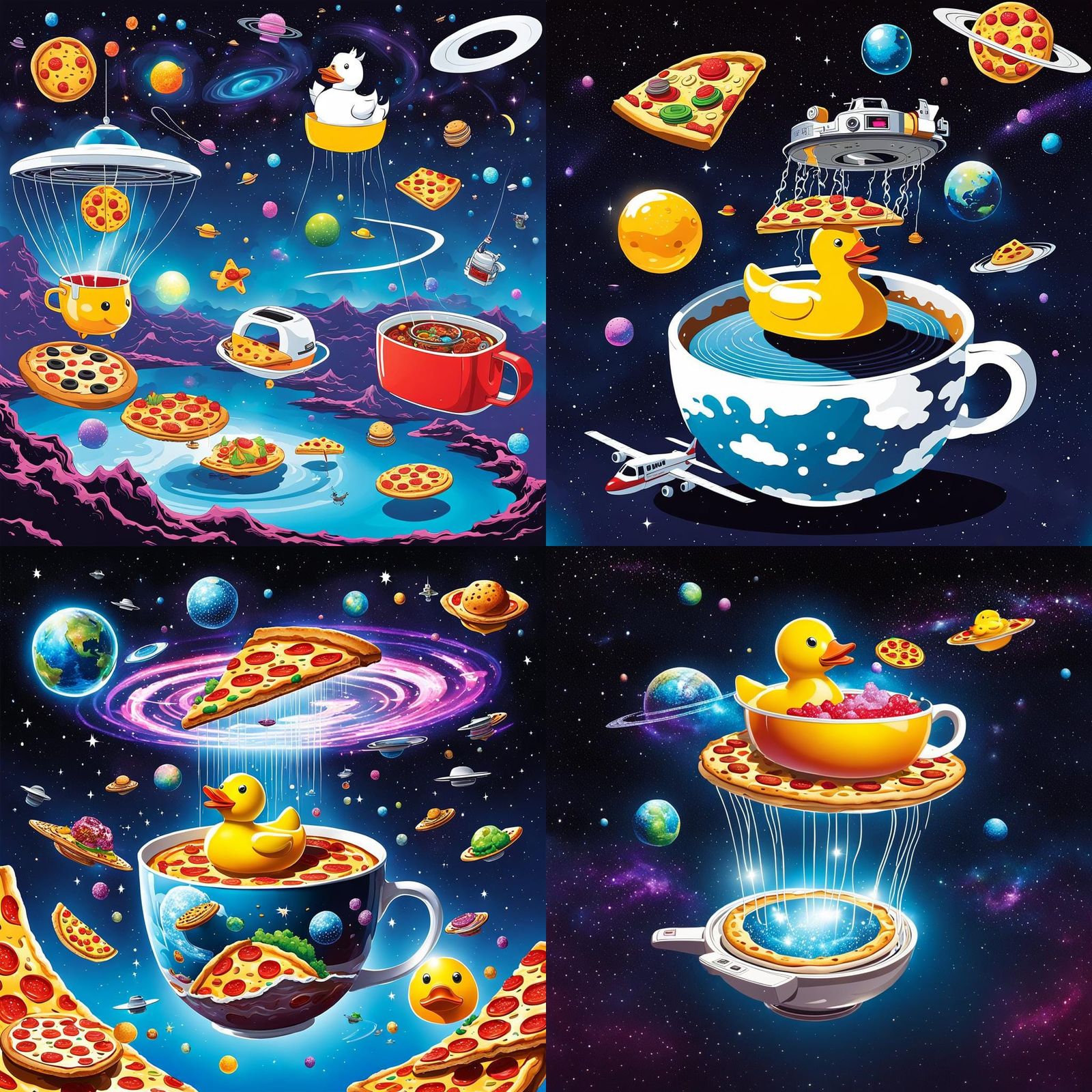 Everyday Items Drifting in Space: Surreal Illustrations