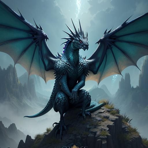 Majestic Dragon with Pet Bird, Matte Painting
