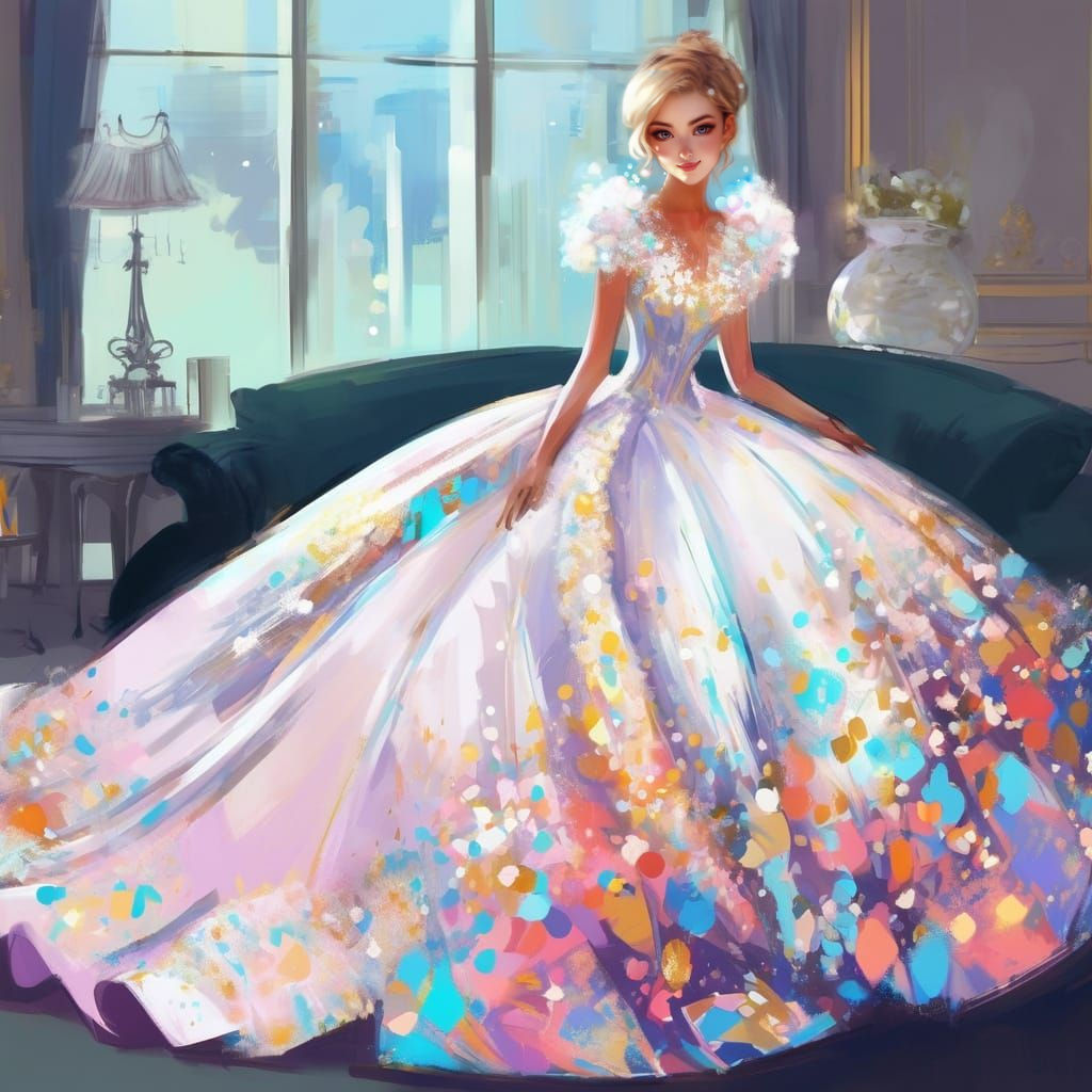 Impressionist Digital Art of Woman with Expressive Eyes