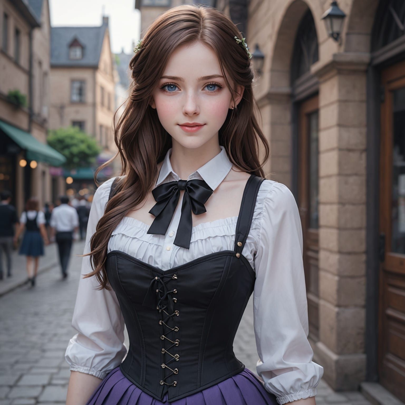 Anime Style Portrait of a Smiling Young Woman