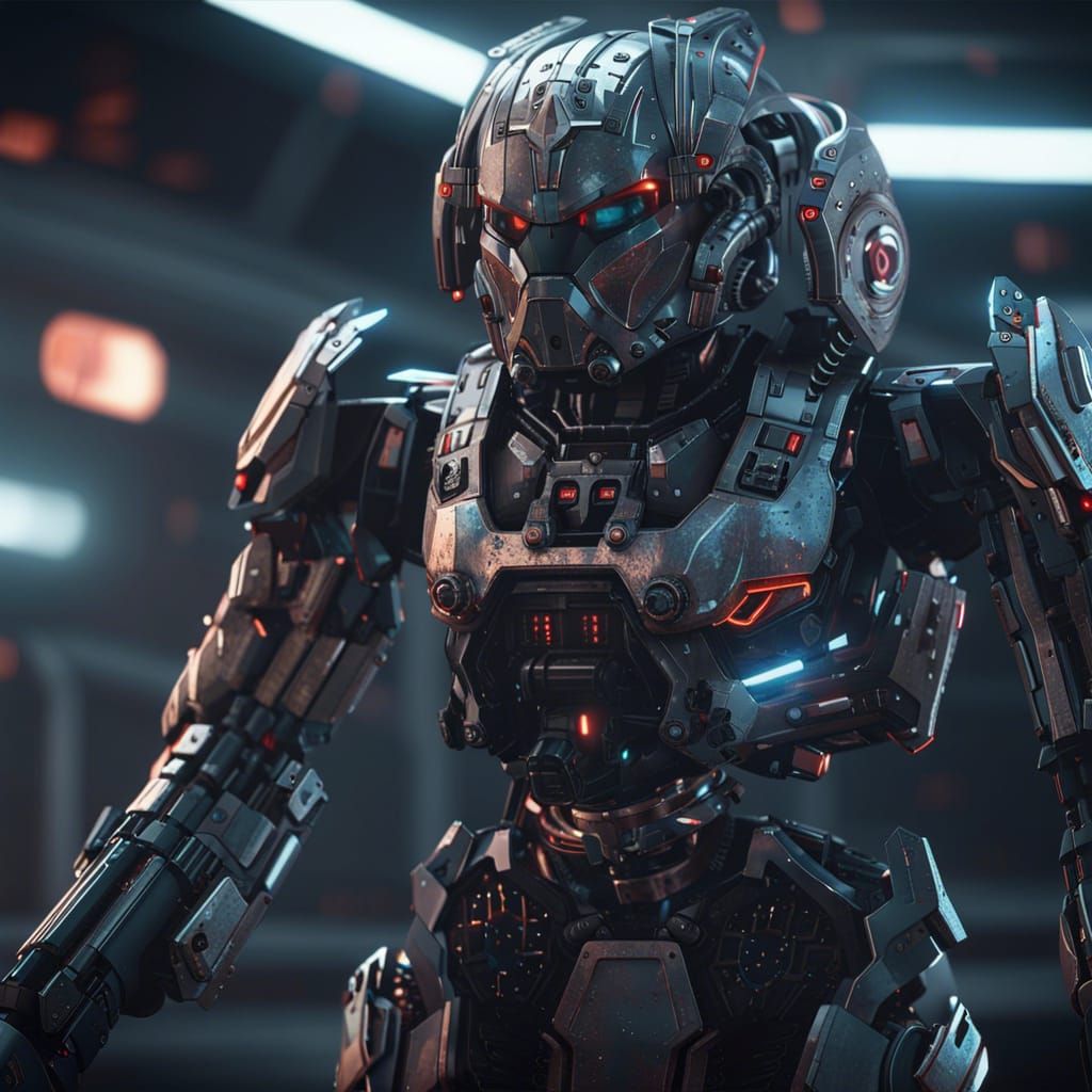 Futuristic Purge Trooper in Sci-Fi Scene