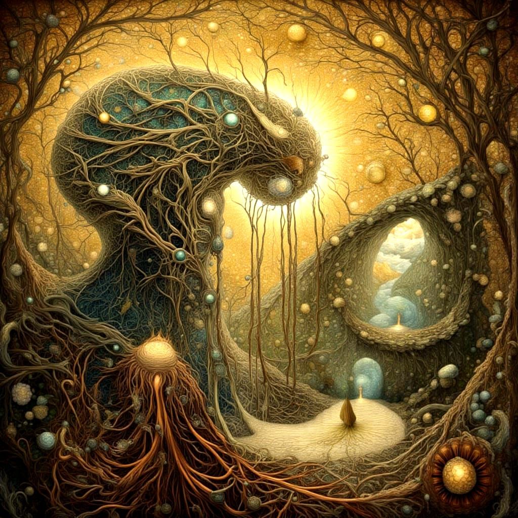 Ethereal Goblin Goddess in Mixed Media Patchwork