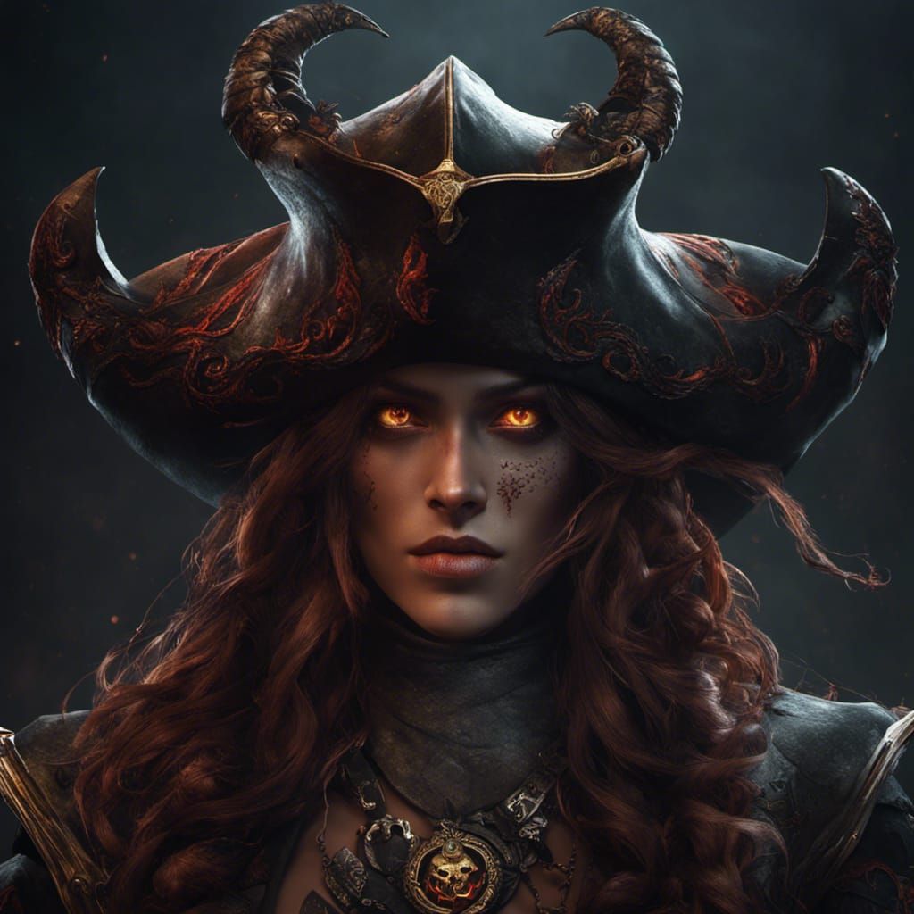Demonic Pirate Portrait in Dark Fantasy Style