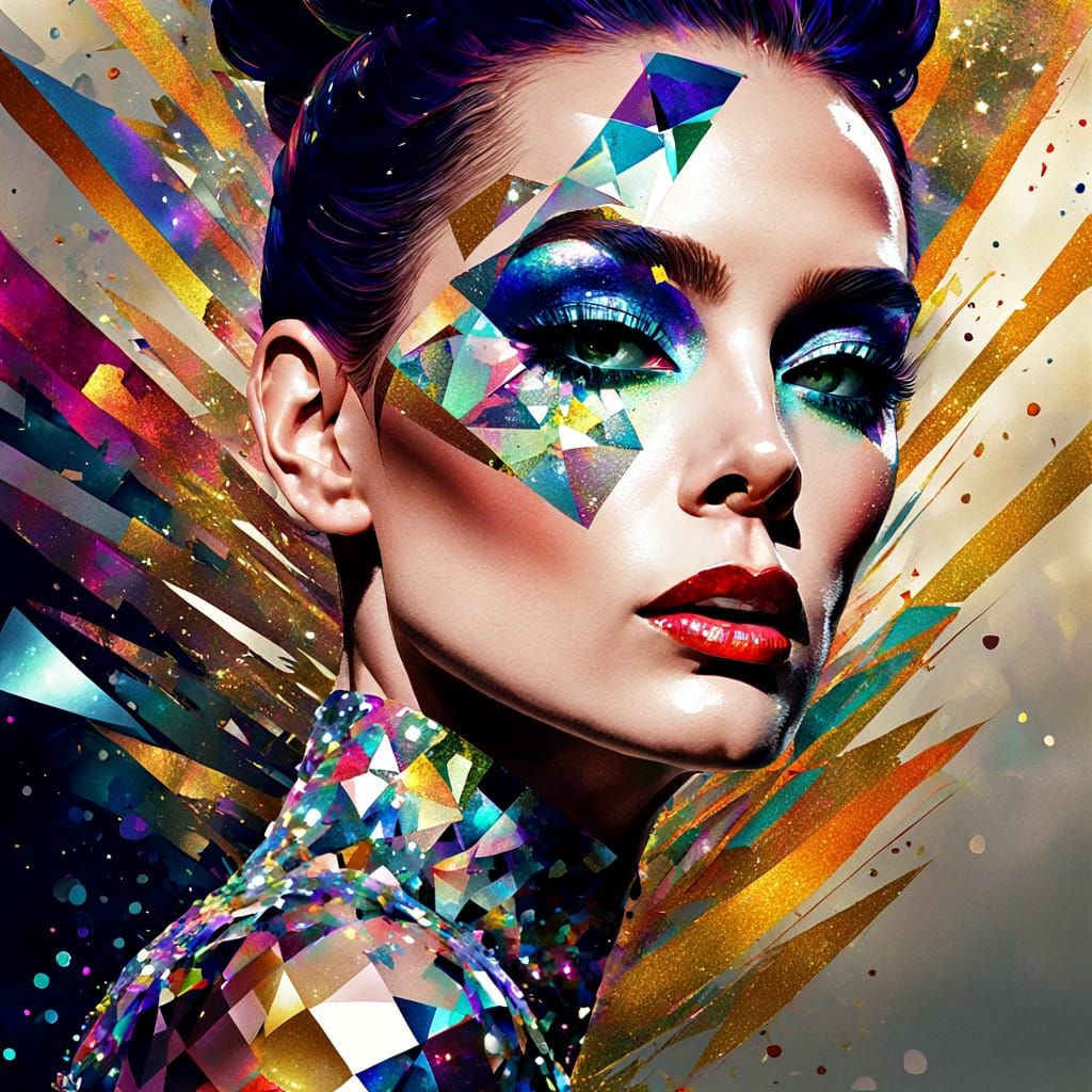 Dazzling Geometric Abstract Portrait of a Drag Queen