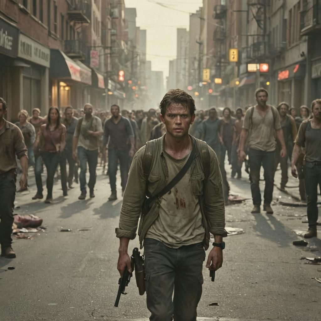 Survivor in Zombie Apocalypse: Cinematic Film Still