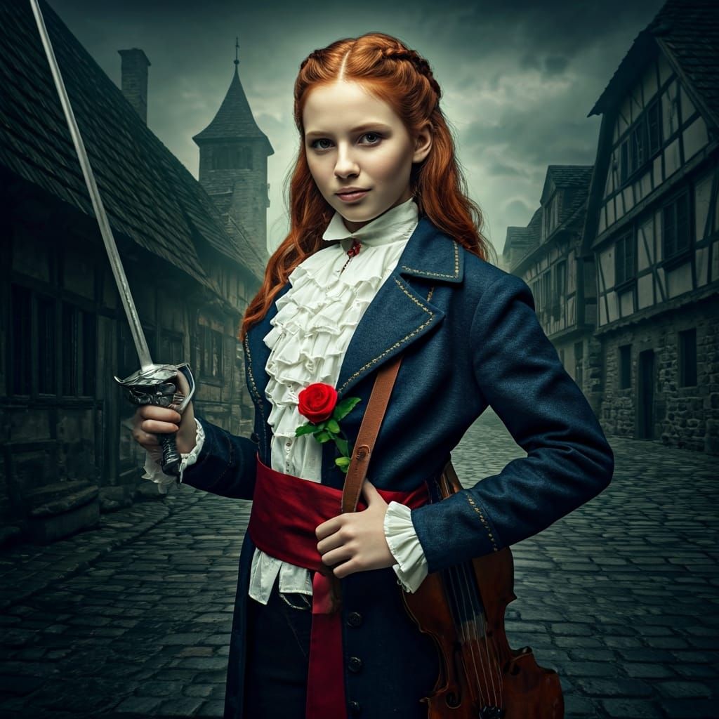 Dark Fantasy Duelist with Rapier and Violin