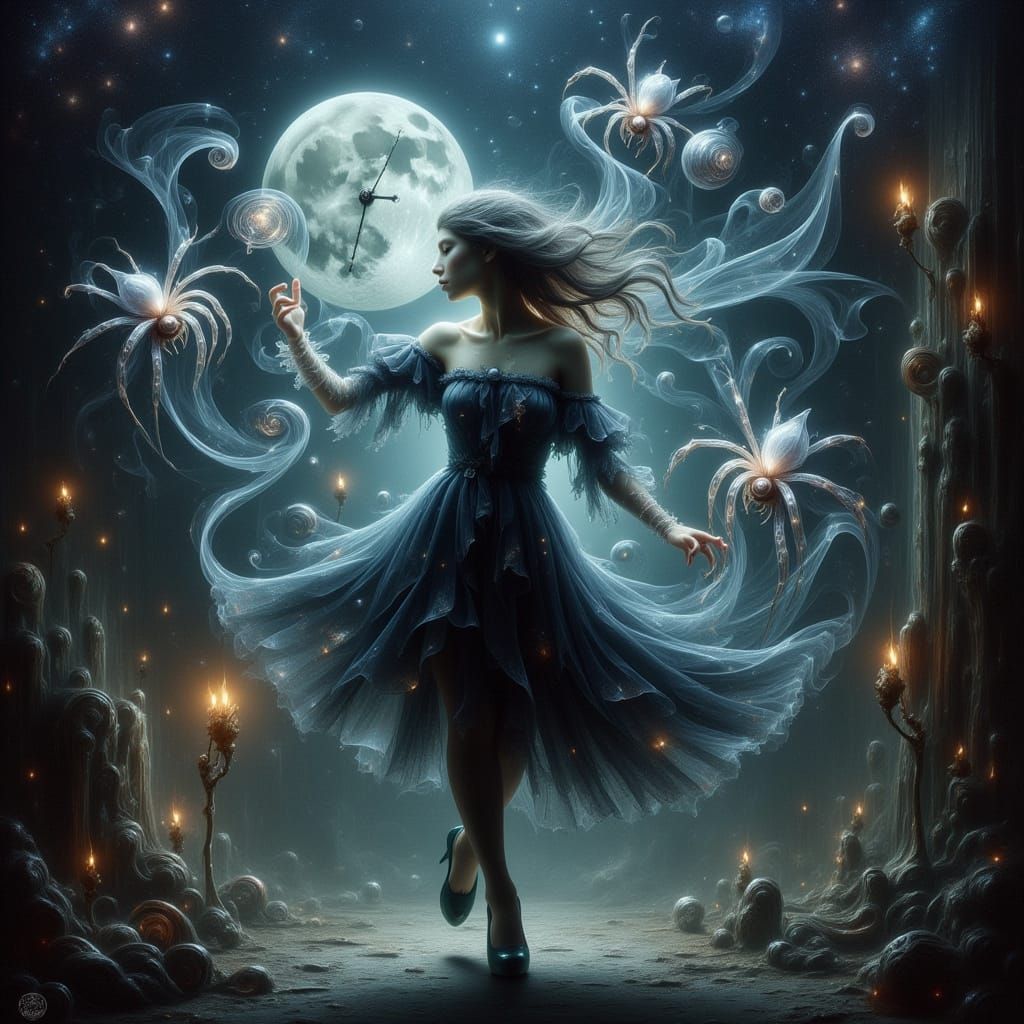 Dreamer Dances in Plague Slums Under Cosmic Sky