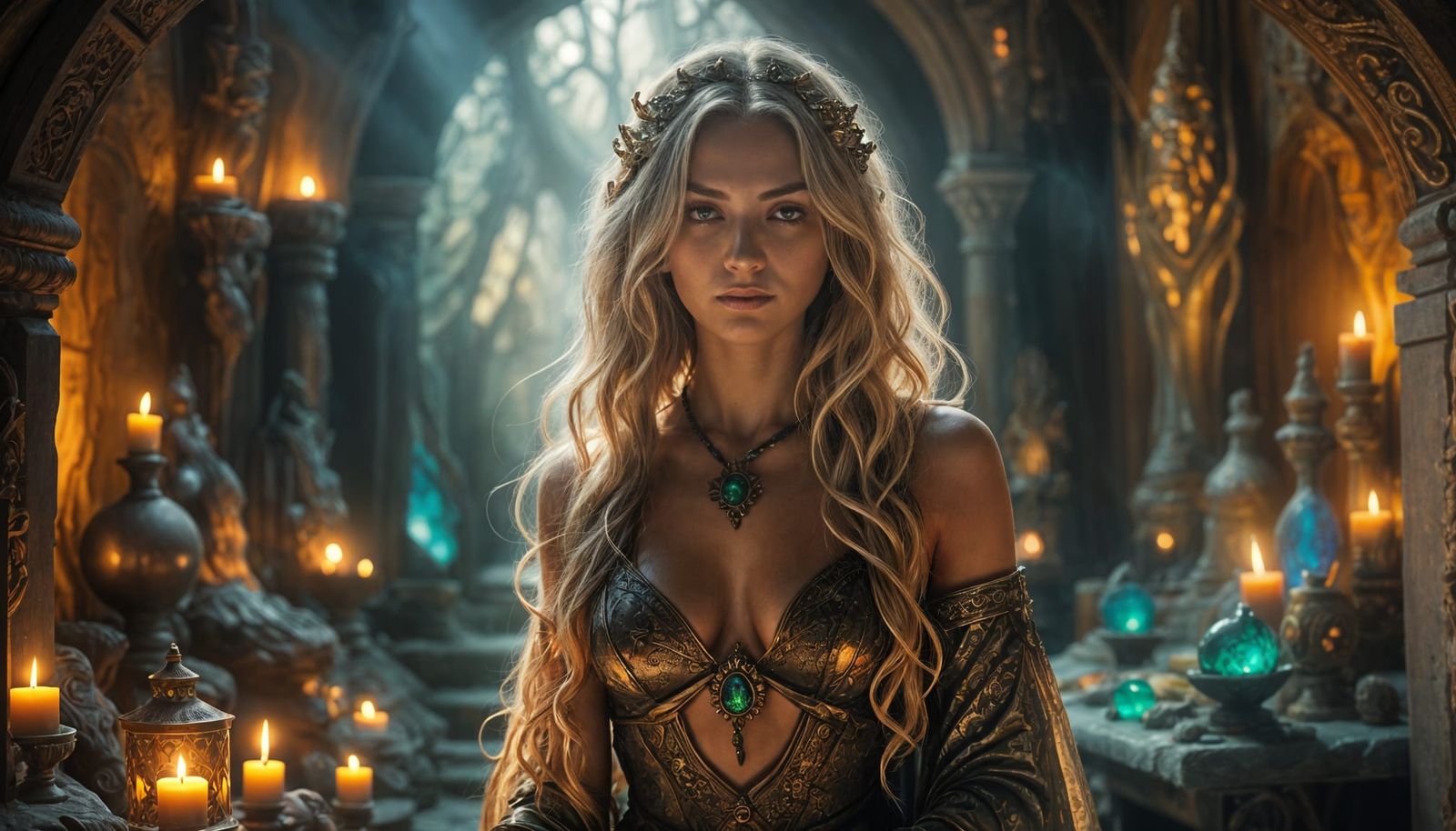 Sorceress in Mystical Chamber