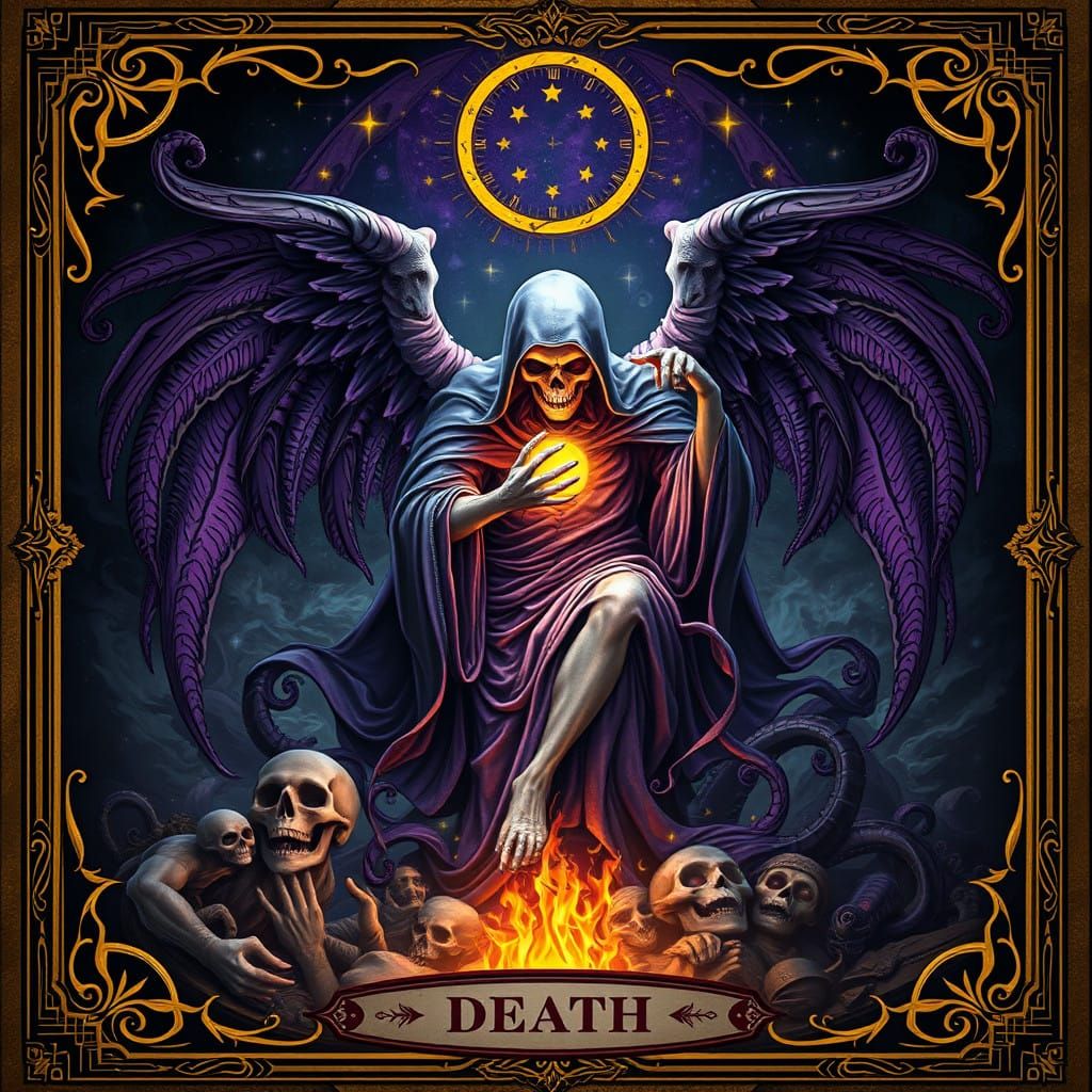 Mystical Death Tarot Card in Dark Fantasy Art
