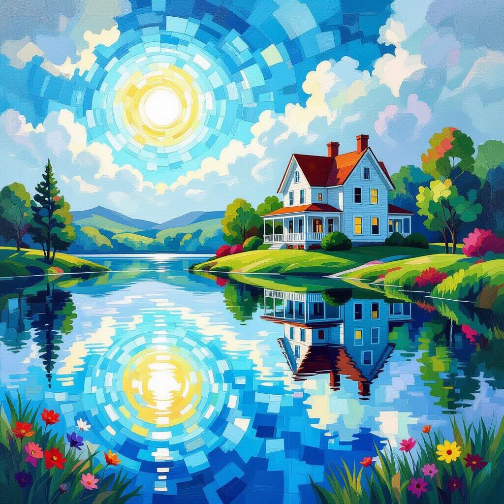 Data Lakehouse and Victorian House in Modern Art Style