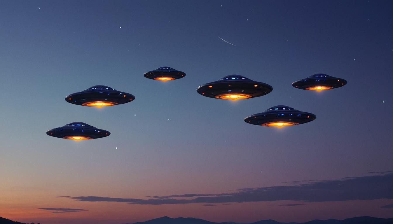 UFOs at Dusk: Cinematic Digital Art