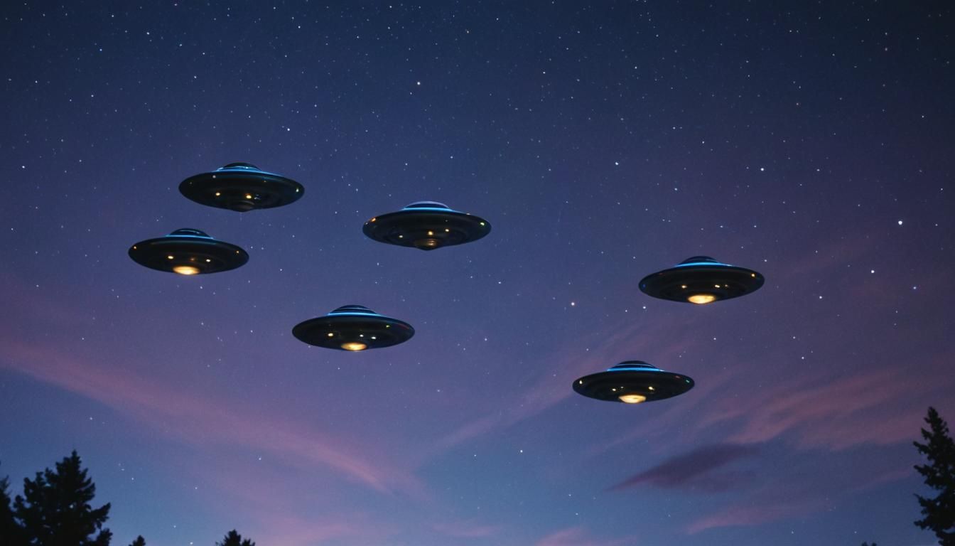 UFOs in Starry Sky: Cinematic Film Still