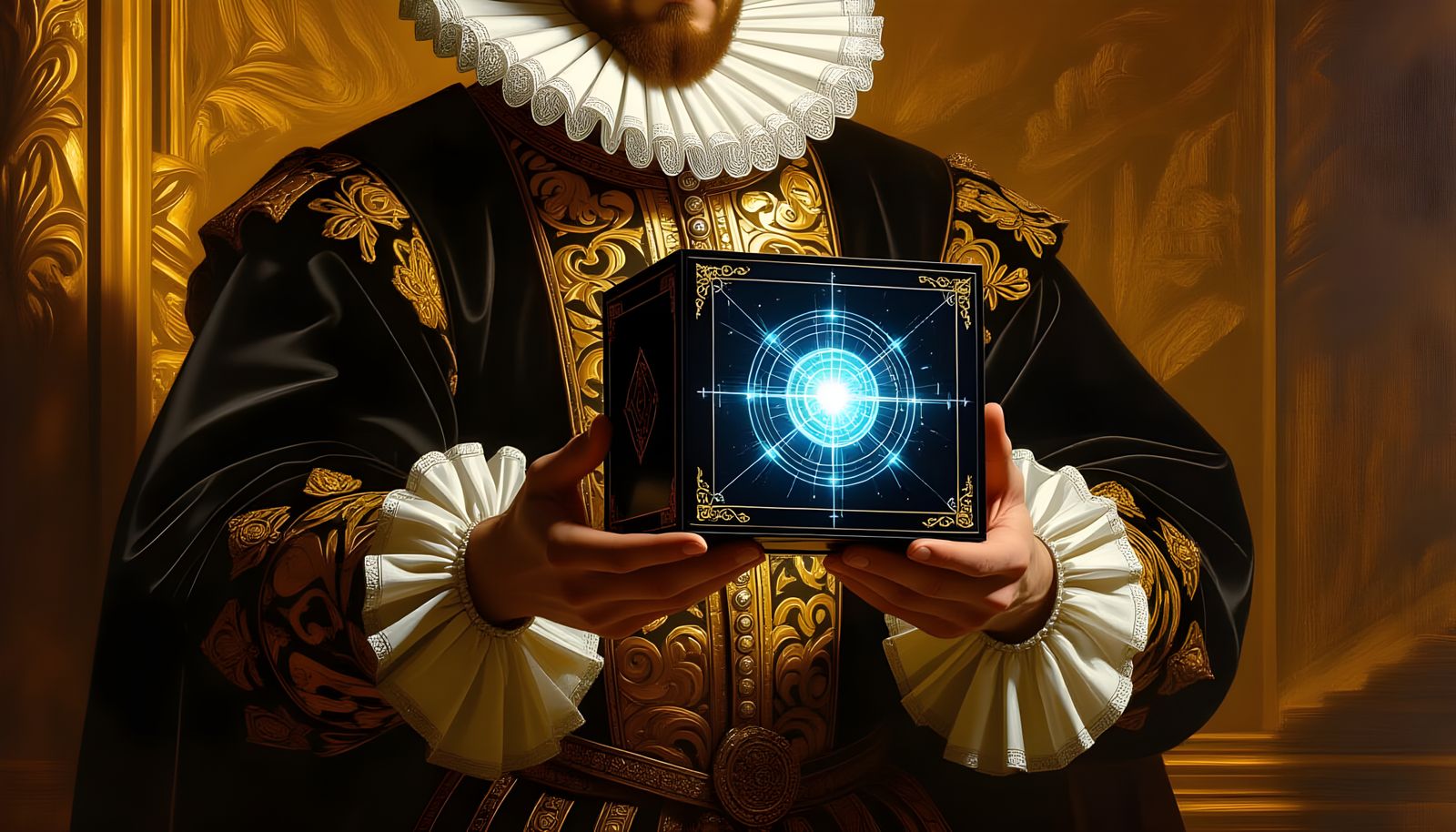 Futuristic Pandora's Box in Renaissance Painting Style