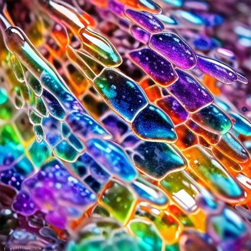 Stunning Mosaic of Iridescent Bubbles in Glass Effect