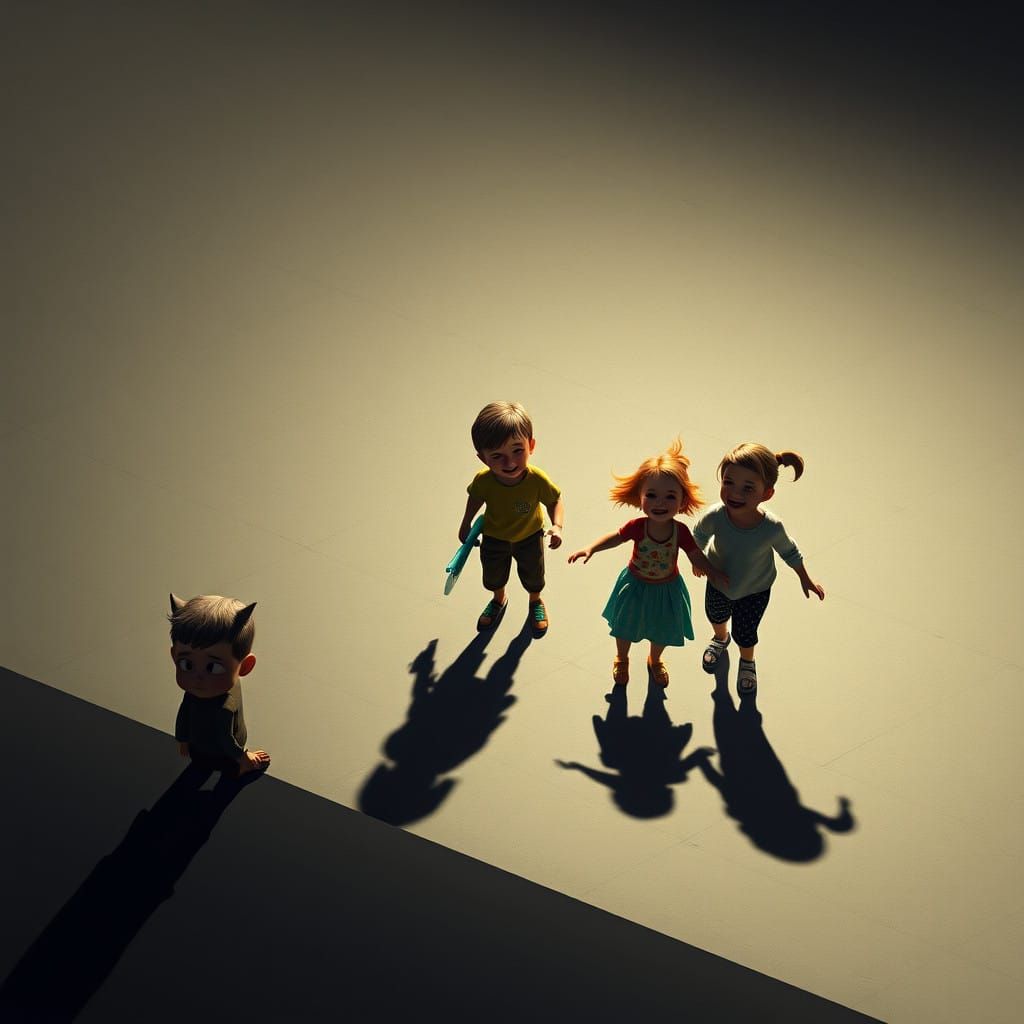 Lonely Boy Amidst Vibrant Joy, 8K 3D Masterpiece