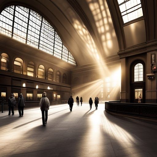 Sunlight Illuminates Central Station Interior