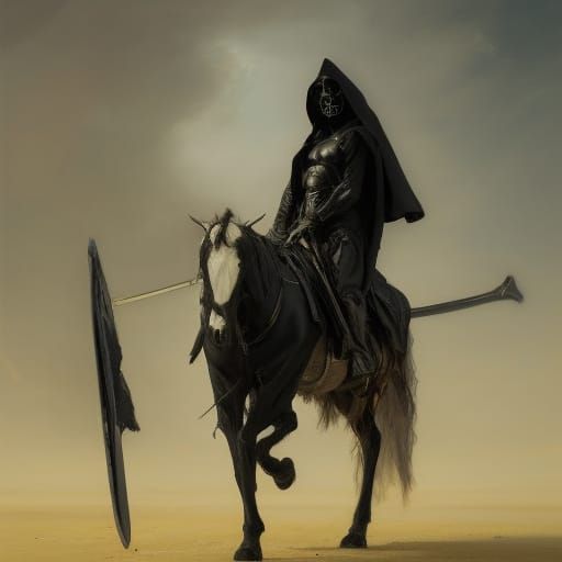 Death Rides a Pale Horse with Scythe