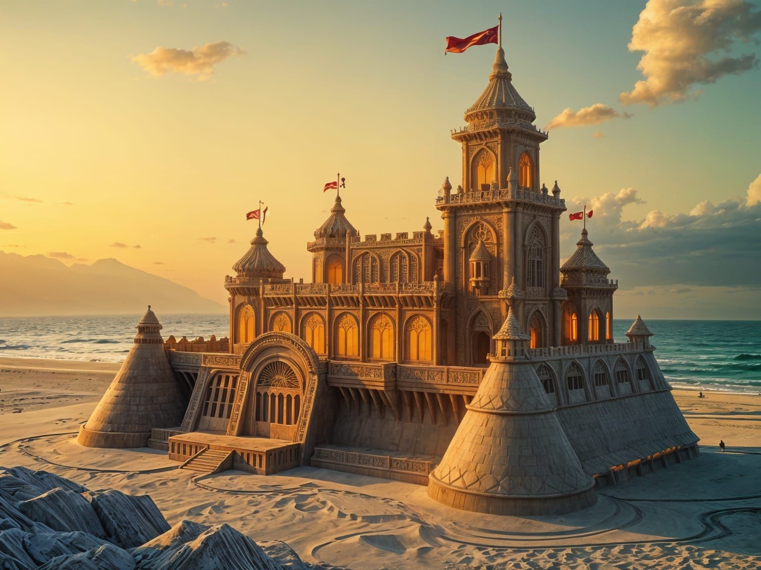 Fractal Sand Castle in Shin Hanga Style