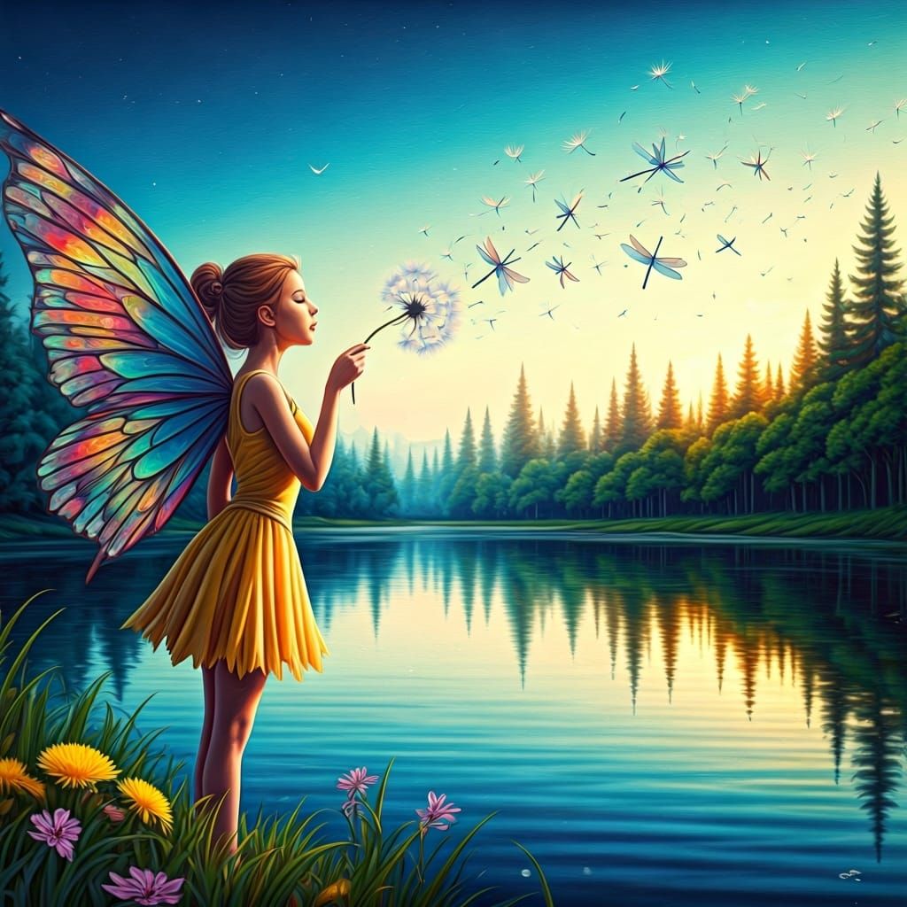 Fairy's Transformation: A Colorful Pencil Drawing