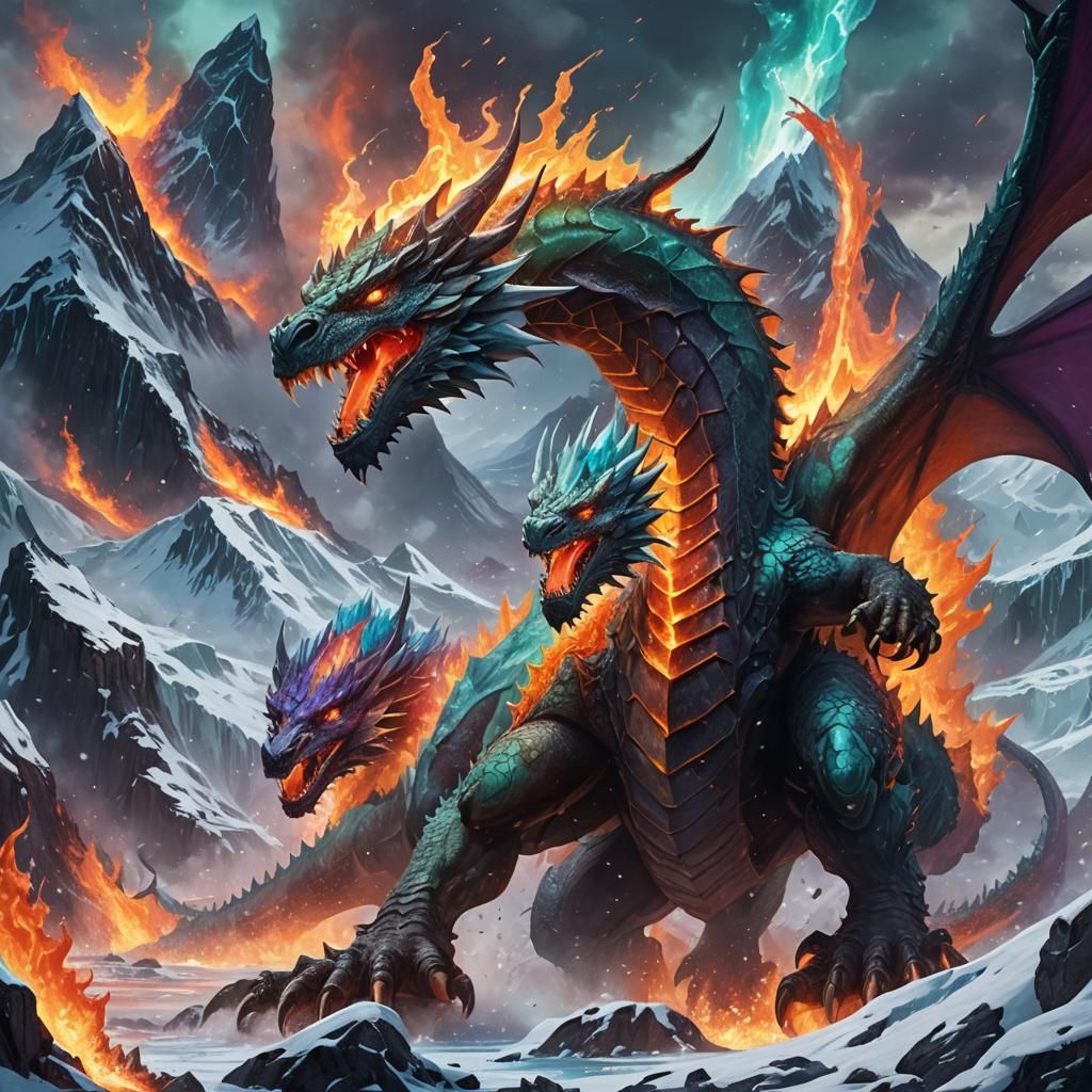 Ice Dragon vs Lava Dragon in Epic Battle