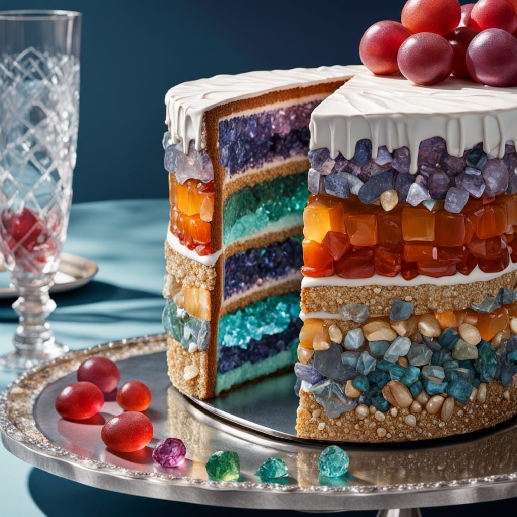 Opulent Gemstone Layer Cake in Hyperrealistic Style