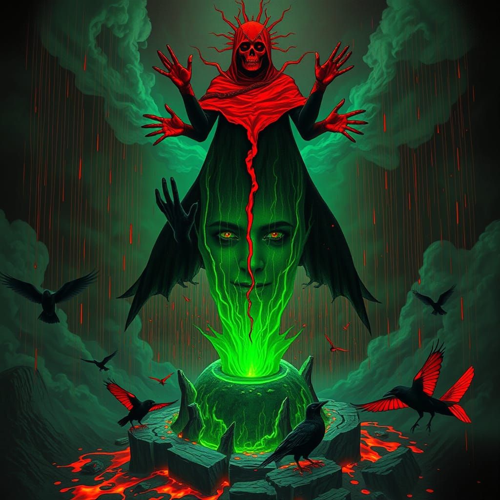 Surreal Figure Emerges from Fiery Apocalypse in Psychedelic ...