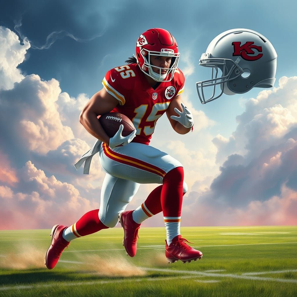 Kansas City Chiefs Football Player in Dynamic Action