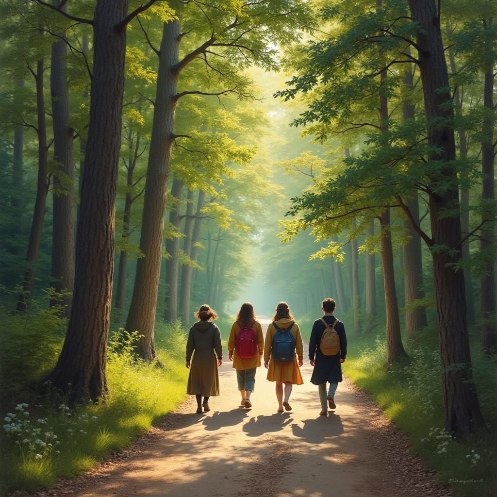 Romantic Forest Landscapes with People in Harmony with Natur...